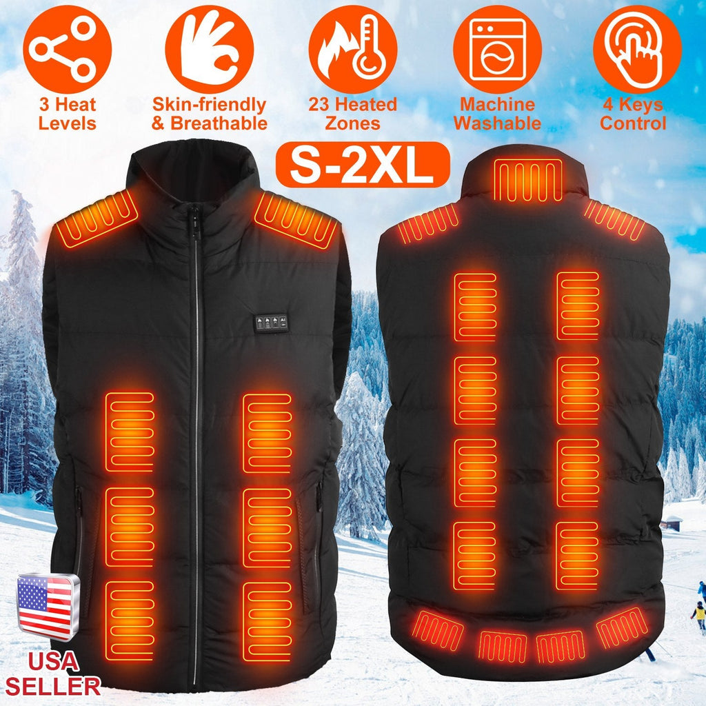 Heated vest that warms evenly across the torso