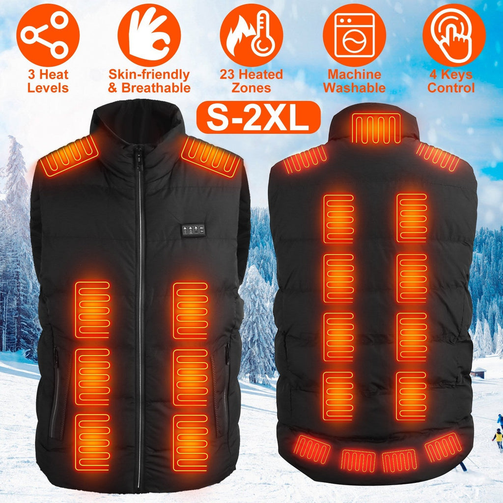 Heated vest for commutes, outdoor work, hiking and skiing