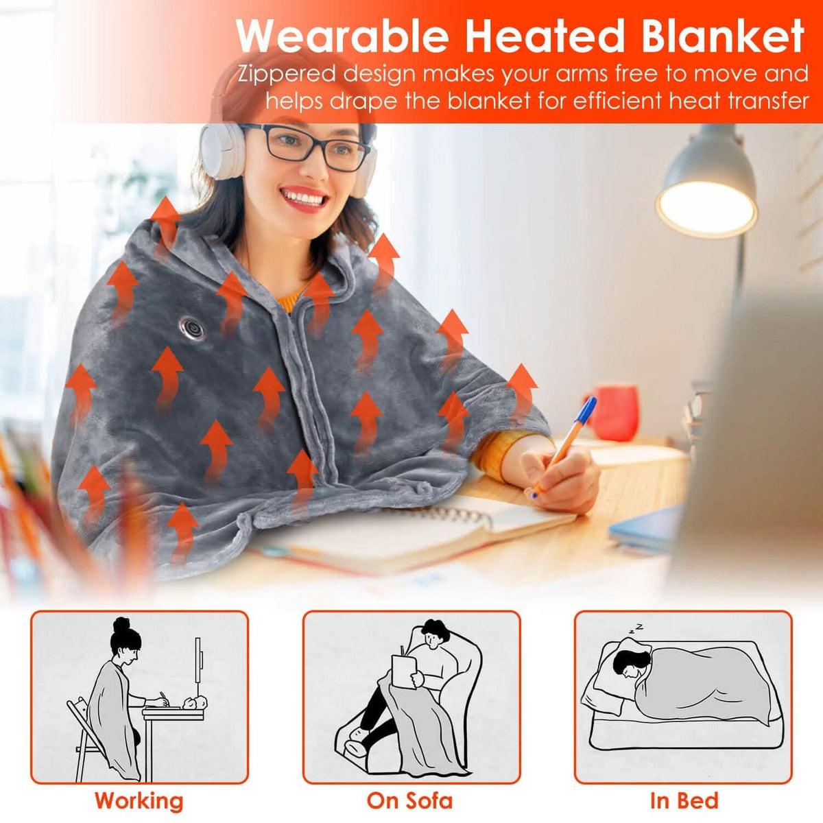 Soft flannel heated wrap for the desk or couch