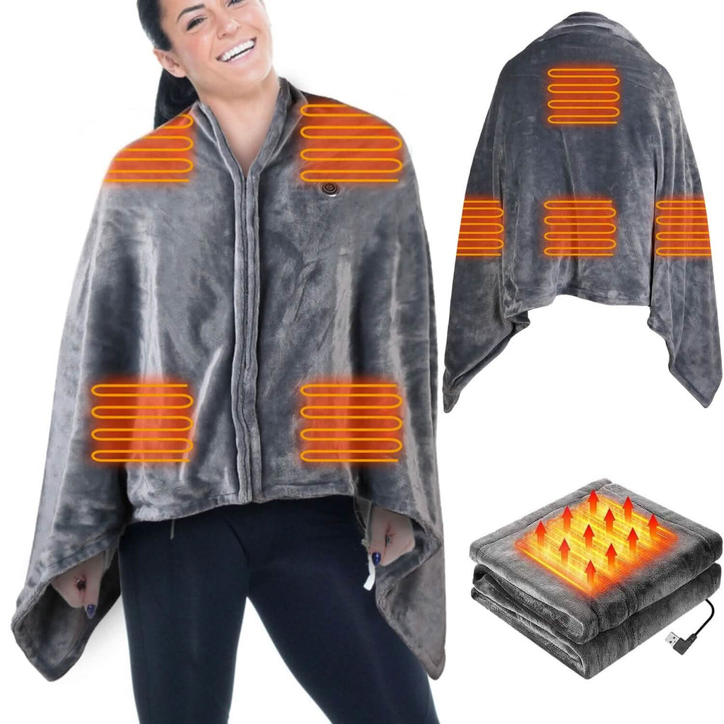 Wearable heated flannel wrap with 3 heat levels