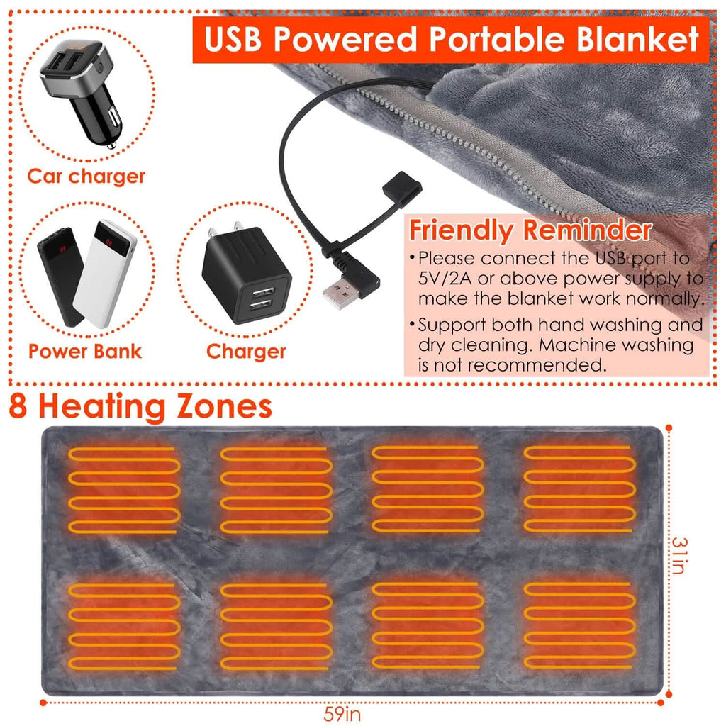 Heated poncho with a built-in pocket for the power bank